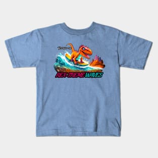 Dinosaur Surfing Funny Kids T-Shirt